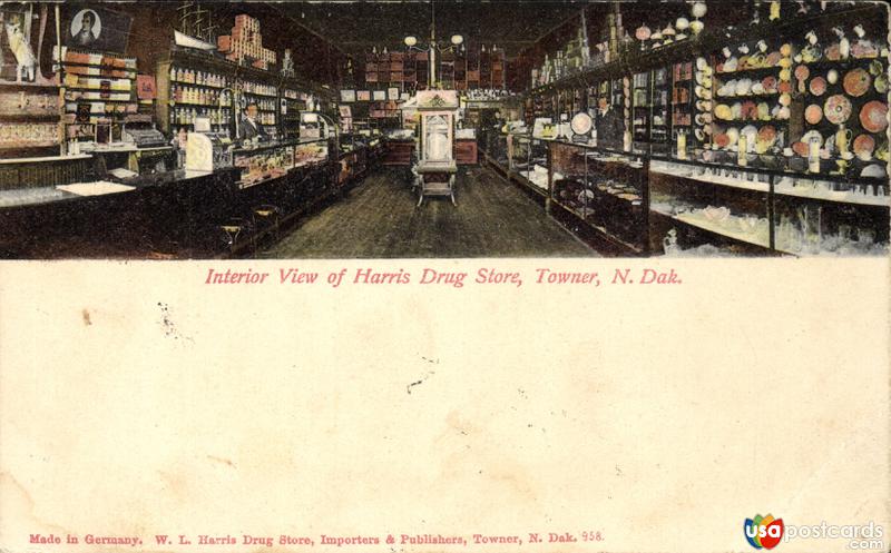 Pictures of Towner, North Dakota: Interior view of Harris Drug Store