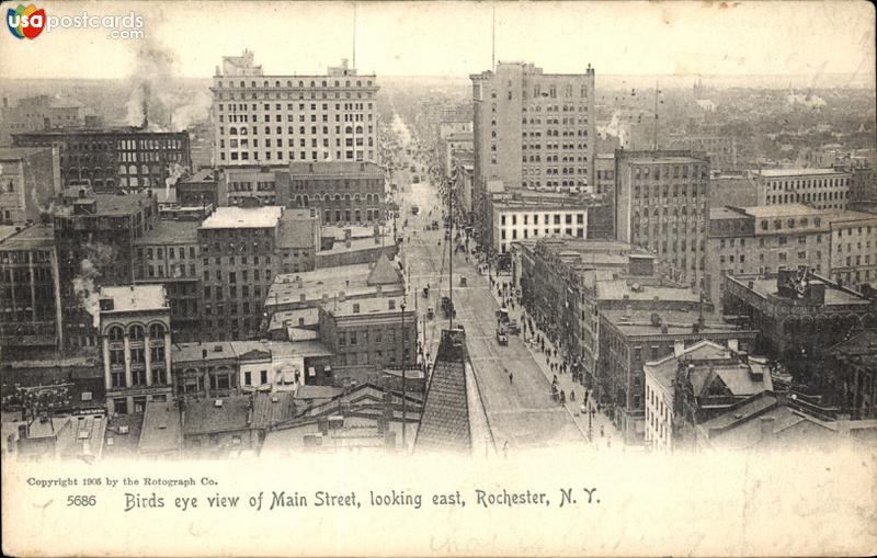 Pictures of Rochester, New York: Bird´s eye view of Main Street, looking East