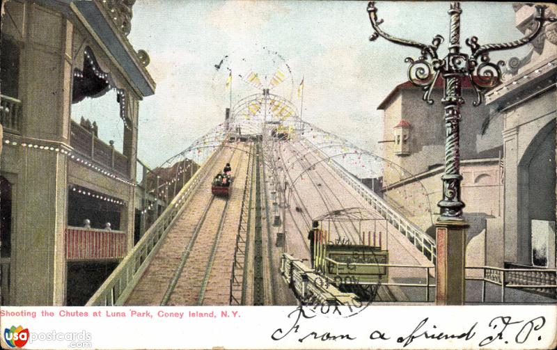 Pictures of Coney Island, New York: Shooting the Chutes, at Luna Park