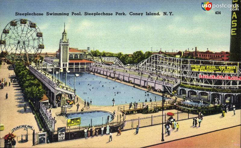 Pictures of Coney Island, New York: Steeplechase Simming Pool, Steeplechase Park