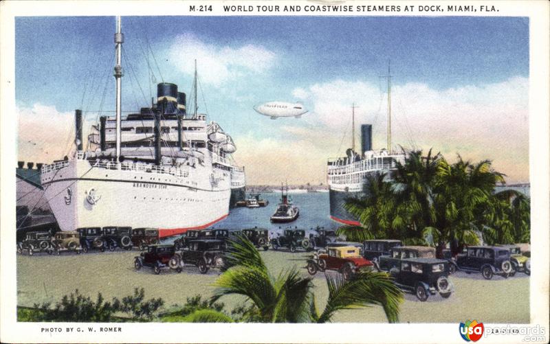 Pictures of Miami, Florida: World Tour and Coastwise Steamers at dock
