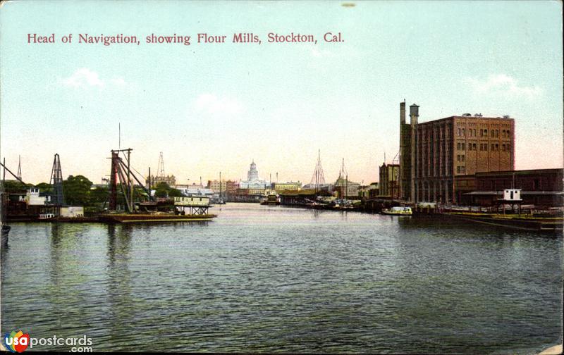 Pictures of Stockton, California: Head of Navigation, showing Flour Mills