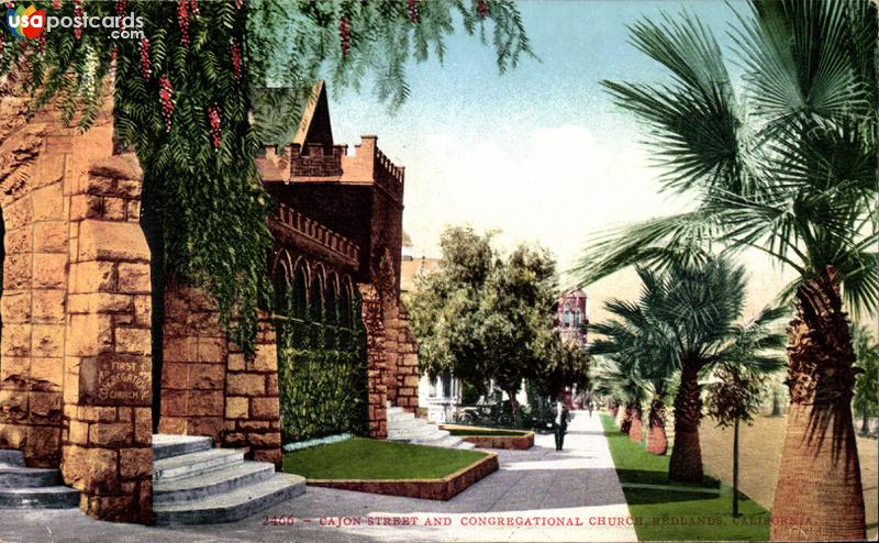 Pictures of Redlands, California: Cajon Street and Congregational Church