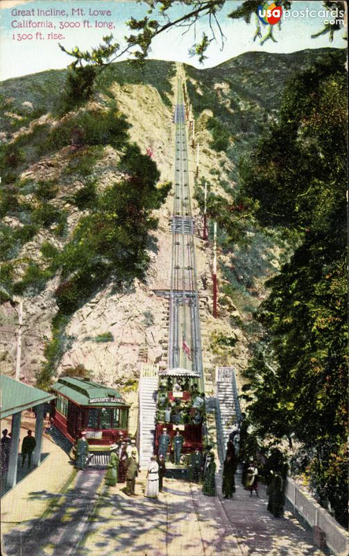 Pictures of Mount Lowe, California: Great Incline, 3000 ft long, 1300 ft rise