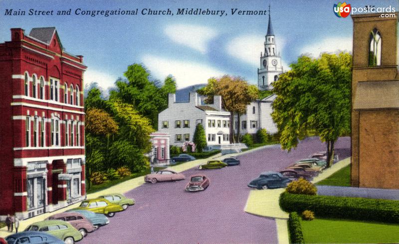 Pictures of Middlebury, Vermont: Main Street and Congregational Church