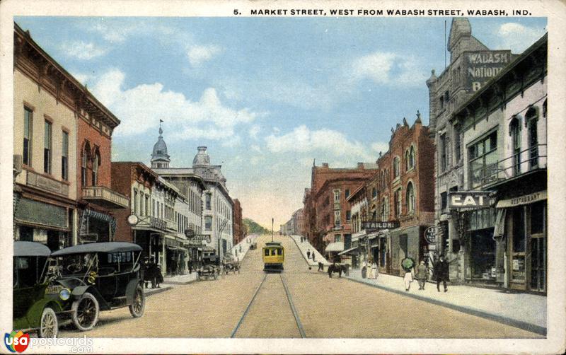 Pictures of Wabash, Indiana: Market Street, West from Wabash Street