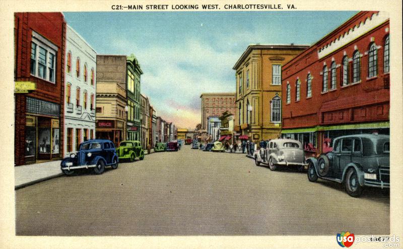 Pictures of Charlottesville, Virginia: Main Street, looking West