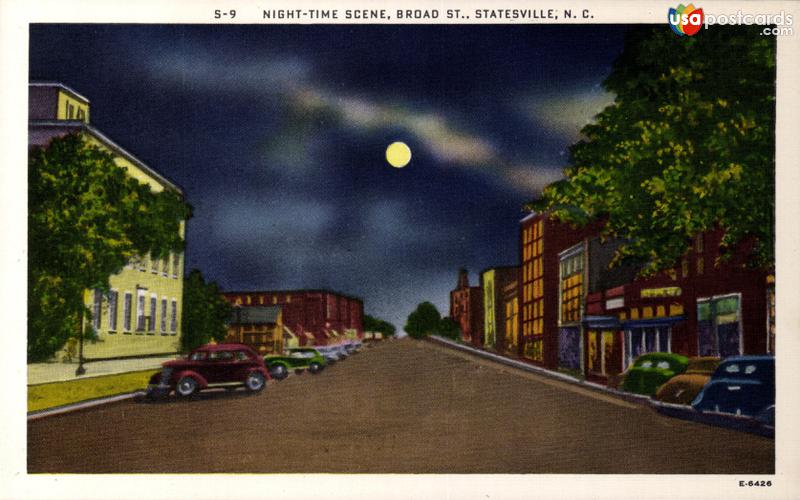 Pictures of Statesville, North Carolina: Night time scene, Broad Street