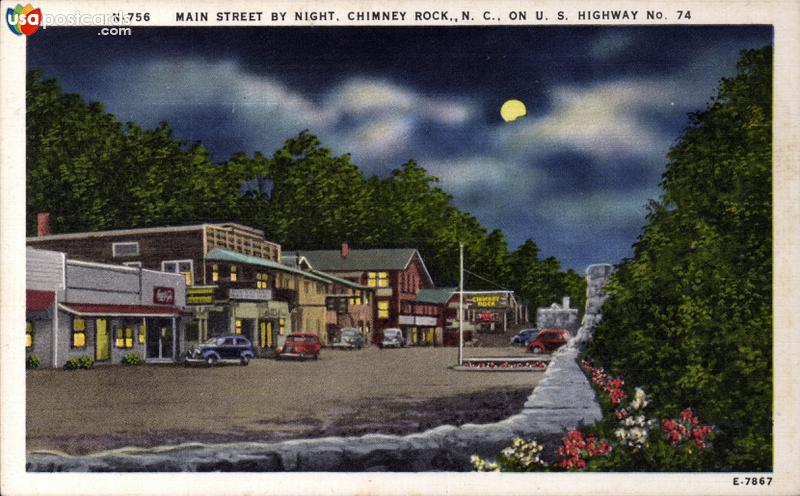 Pictures of Chimney Rock, North Carolina: Main Street by night