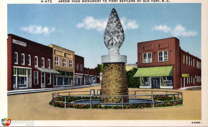 Pictures of Old Fort, North Carolina: Arrow Head Monument to First Settlers