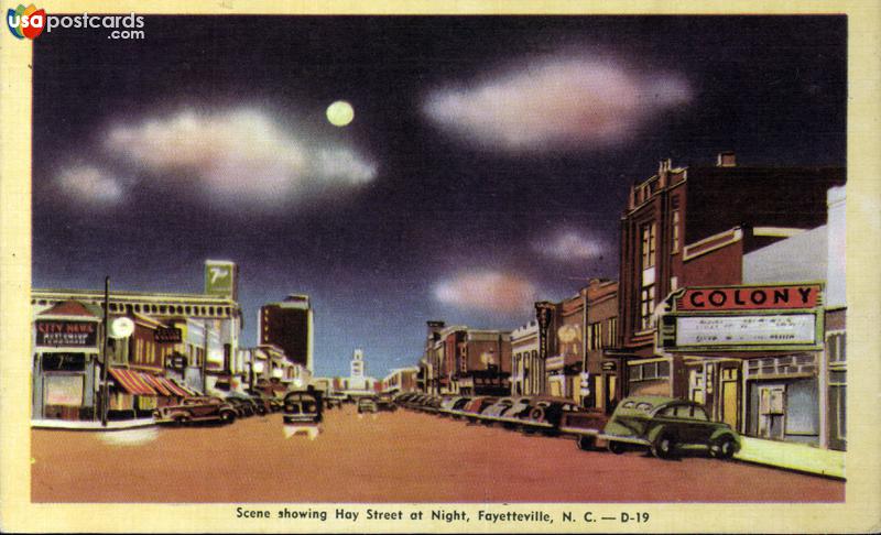 Pictures of Fayetteville, North Carolina: Scene showing Hay Street at Night