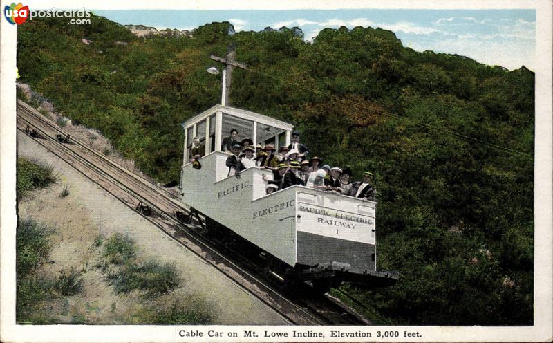 Pictures of Mount Lowe, California: Cable Car on Mt. Lowe incline