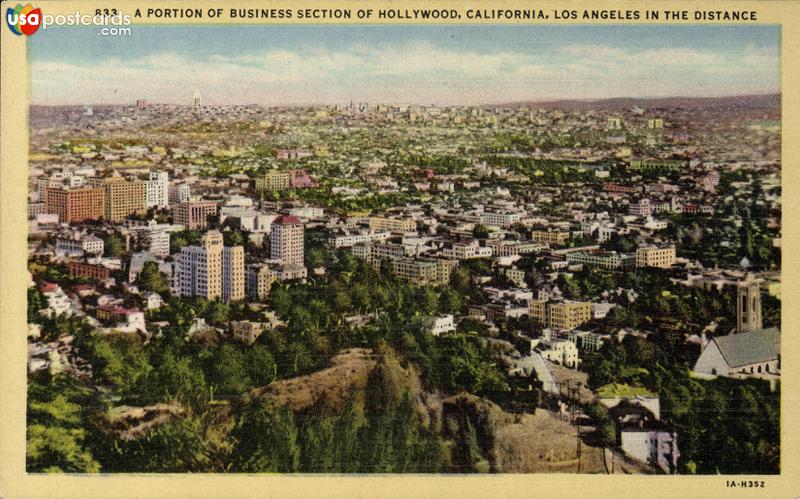 Pictures of Hollywood, California: A portion of business section of Hollywood, Los Angeles in the distance