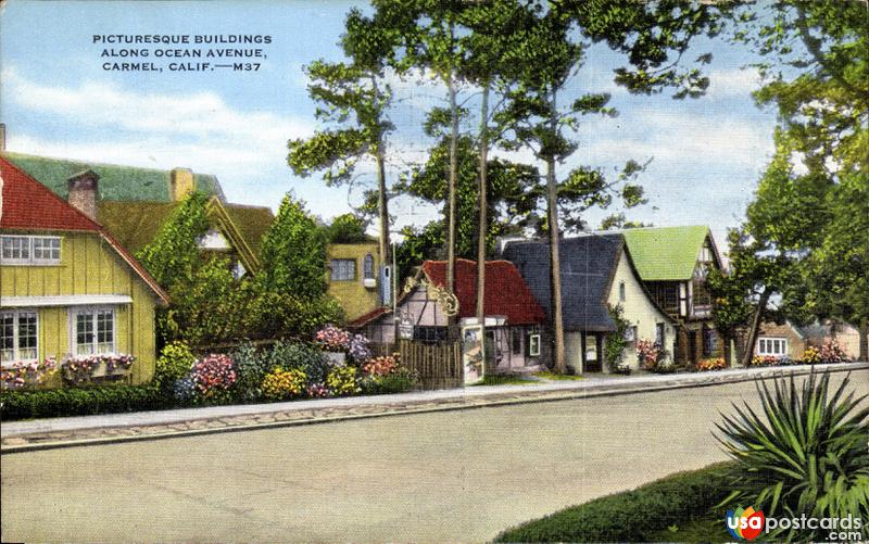 Pictures of Carmel, California: Houses along Ocean Avenue