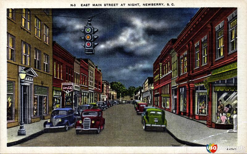 Pictures of Newberry, South Carolina: East Main Street at night