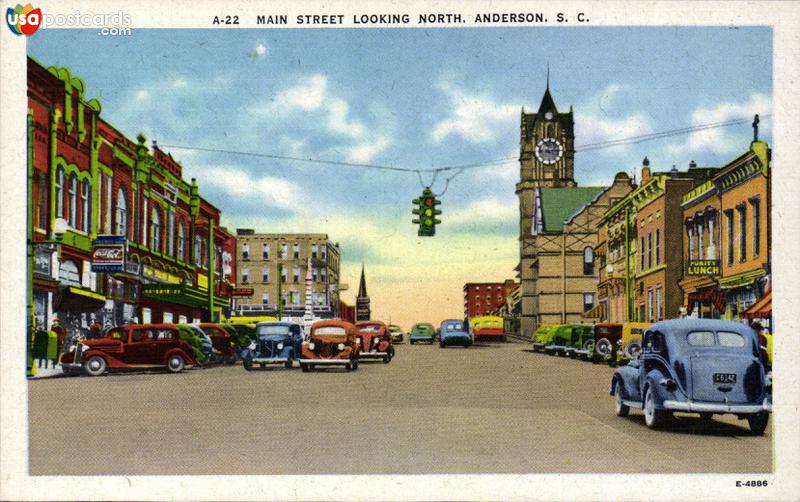 Pictures of Anderson, South Carolina: Main Street, looking North