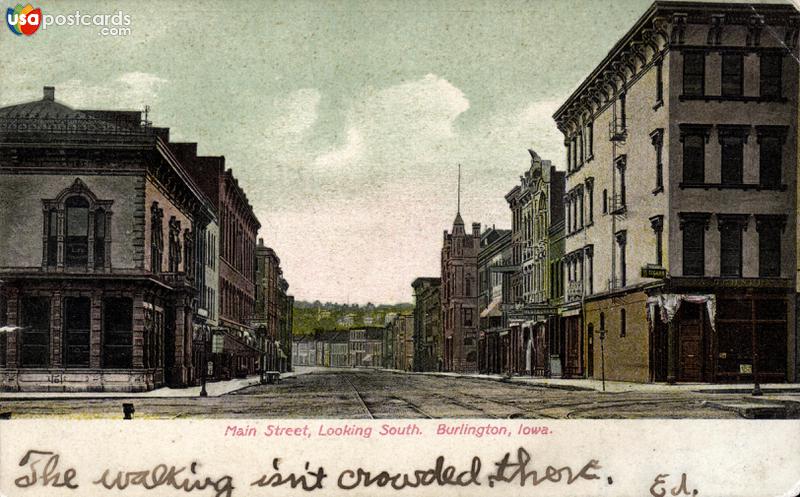 Pictures of Burlington, Iowa: Main Street, looking South