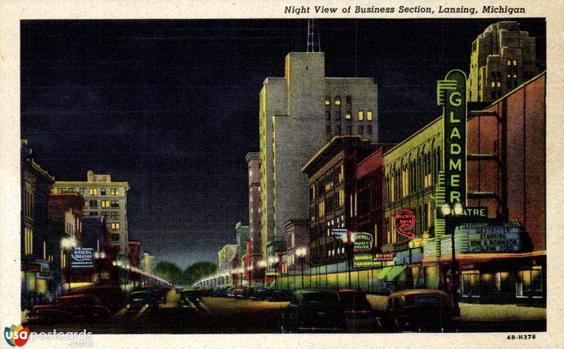 Pictures of Lansing, Michigan: Night View of Business Section