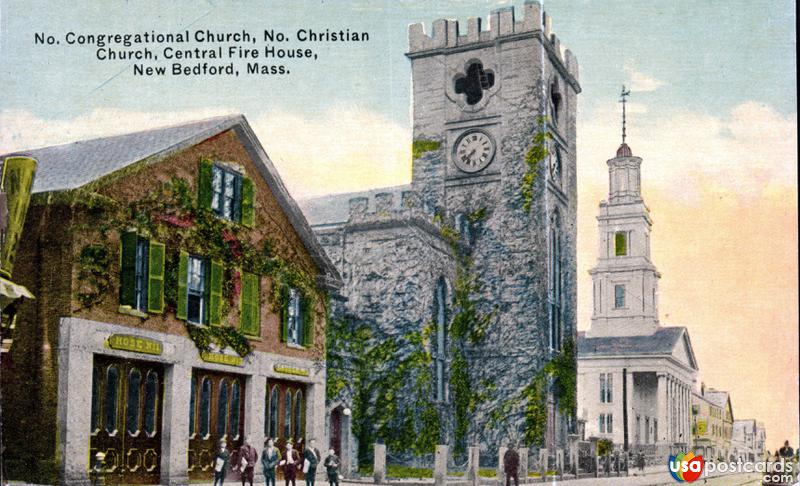 Pictures of New Bedford, Massachusetts: North Congregational Church, North Christian Church, and Central Fire House