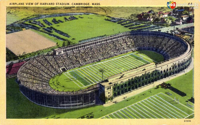 Pictures of Cambridge, Massachusetts: Airplane view of Harvard Stadium