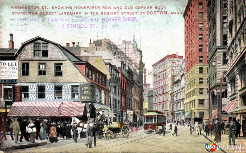 Pictures of Boston, Massachusetts: Washington Street, Newspaper Row and Old Corner Book Store