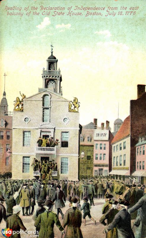 Pictures of Boston, Massachusetts: Reading the Declaration of Independence at Old State House on July 18, 1776