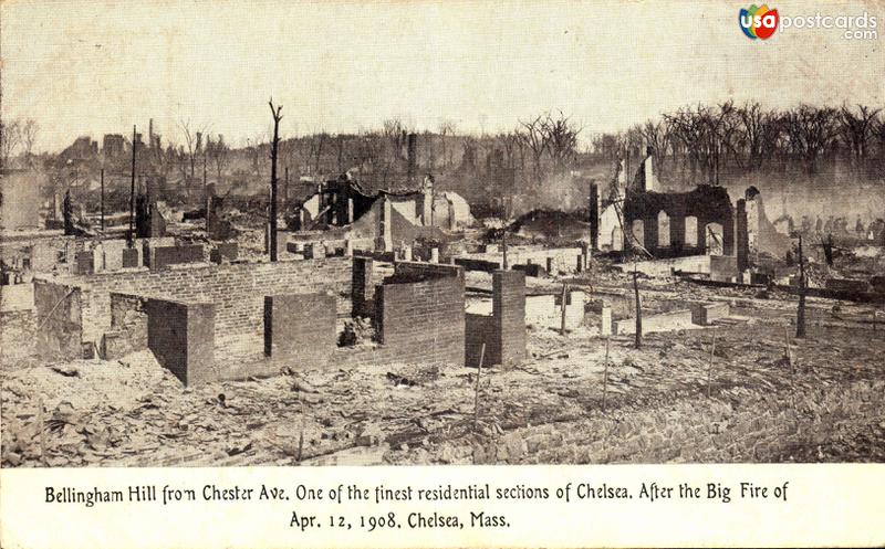 Pictures of Chelsea, Massachusetts: Bellingham Hill from Chester Ave., after the Big Fire of April 12, 1908
