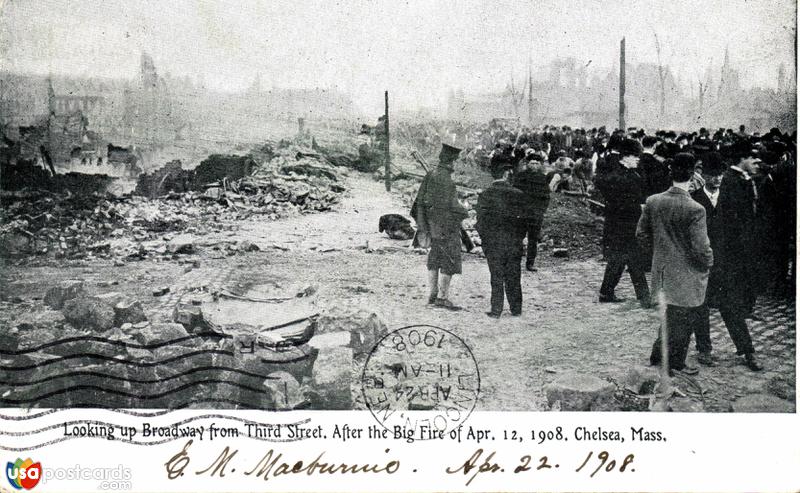 Pictures of Chelsea, Massachusetts: Broadway from 3rd. St., after the Big Fire of April 12, 1908