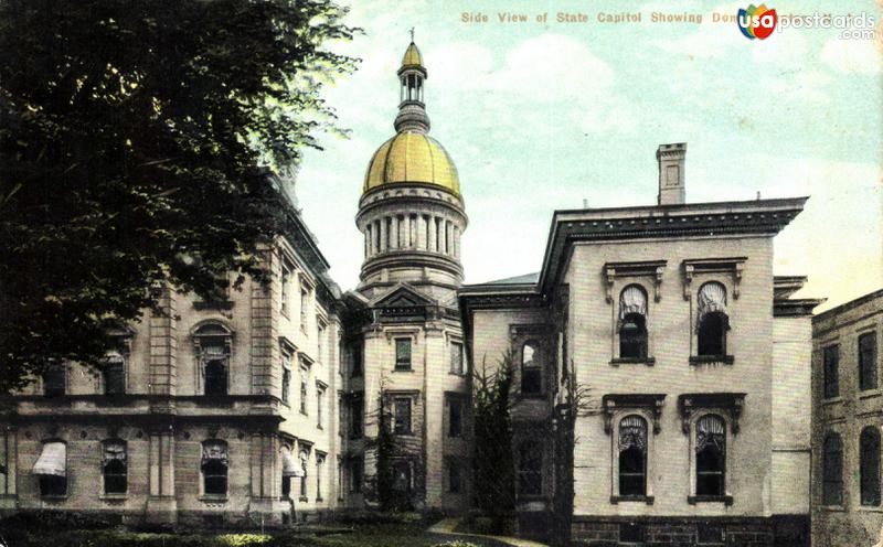 Pictures of Trenton, New Jersey: Side view of State Capitol showing dome