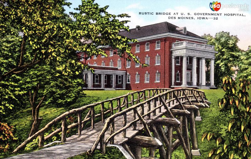 Pictures of Des Moines, Iowa: Rustic bridge ar U.S. Government Hospital