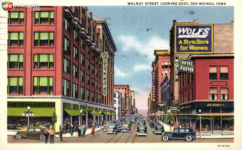 Pictures of Des Moines, Iowa: Walnut Street, looking East