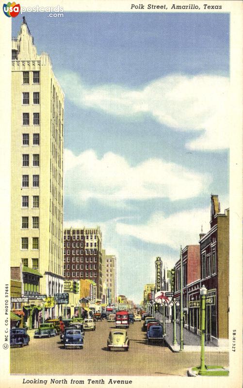 Pictures of Amarillo, Texas: Polk Street, looking North from Tenth Ave.