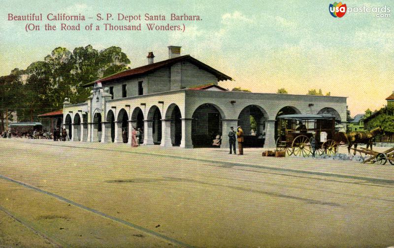 Pictures of Santa Barbara, California: Beutiful California - S. P. Depot Santa Barbara