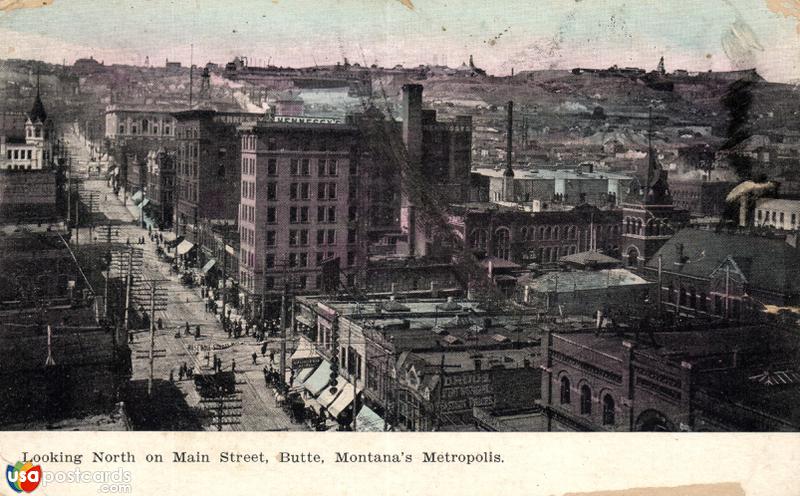 Pictures of Butte, Montana: Looking North on Main Street