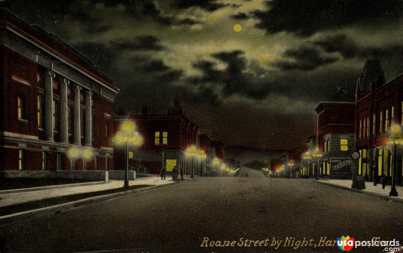 Pictures of Harriman, West Virginia: Roane Street by Night