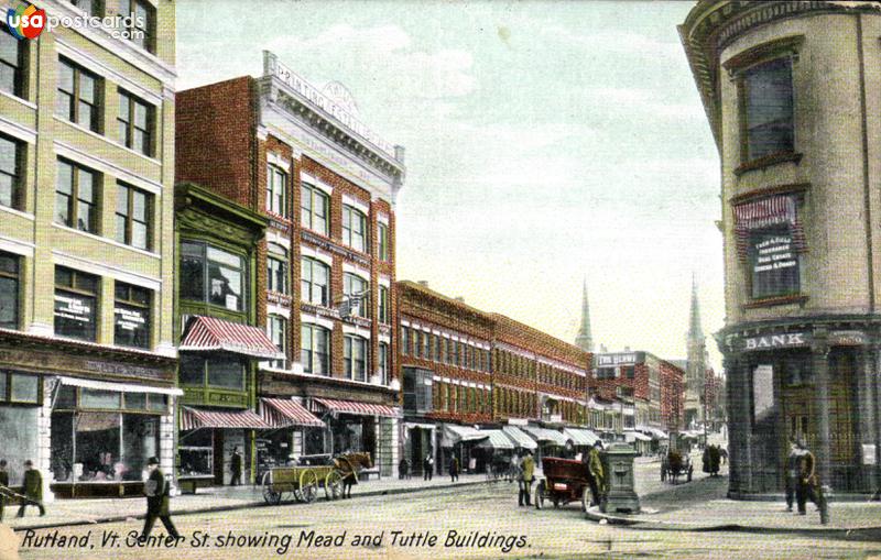 Pictures of Rutland, Vermont: Rutland, Vt. Center St. showing Mead and Tuttle Buildings