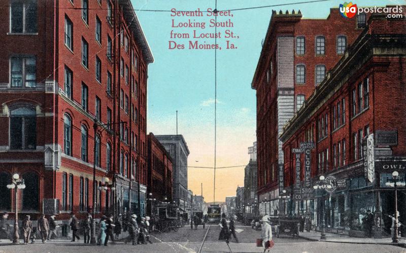 Pictures of Des Moines, Iowa: Seventh Street, Looking South from Locust St.