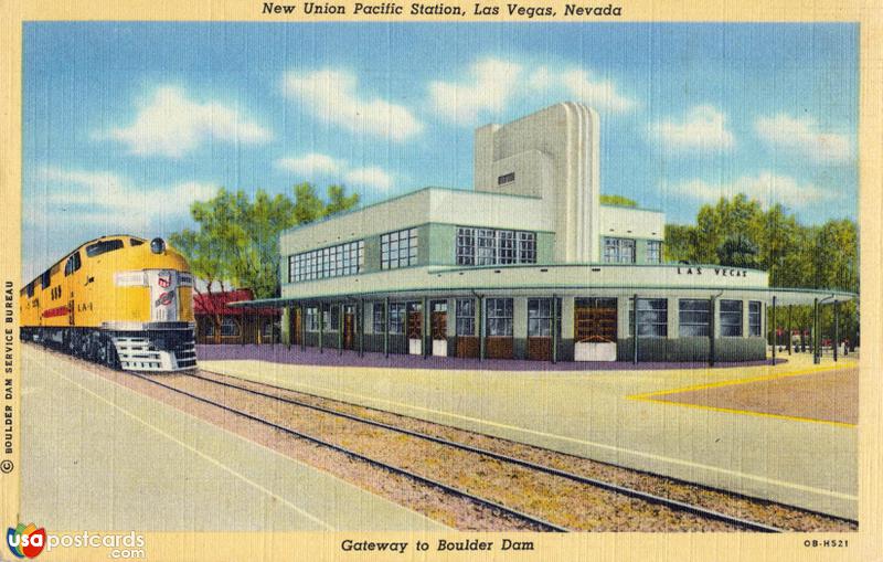 Pictures of Boulder Dam, Nevada: New Union Pacific Station. Gateway to Boulder Dam