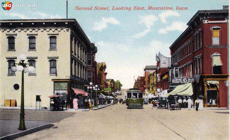 Pictures of Muscatine, Iowa: Second Street, Looking East