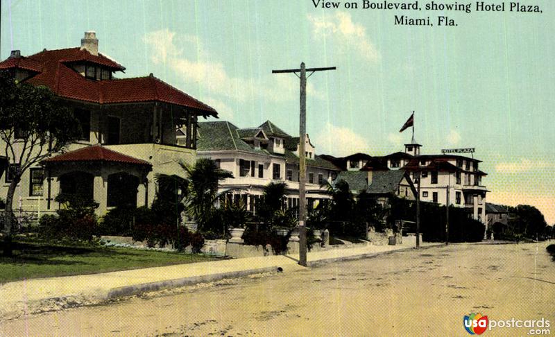 Pictures of Miami, Florida: View on Boulevard, showing Hotel Plaza
