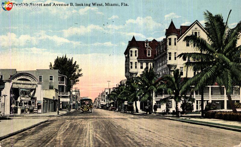 Pictures of Miami, Florida: Twelfth Street Avenue B, looking West