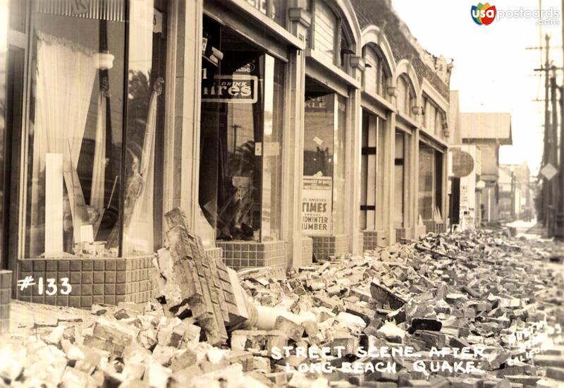 Pictures of Long Beach, California: Street Scene After Long Beach Quake