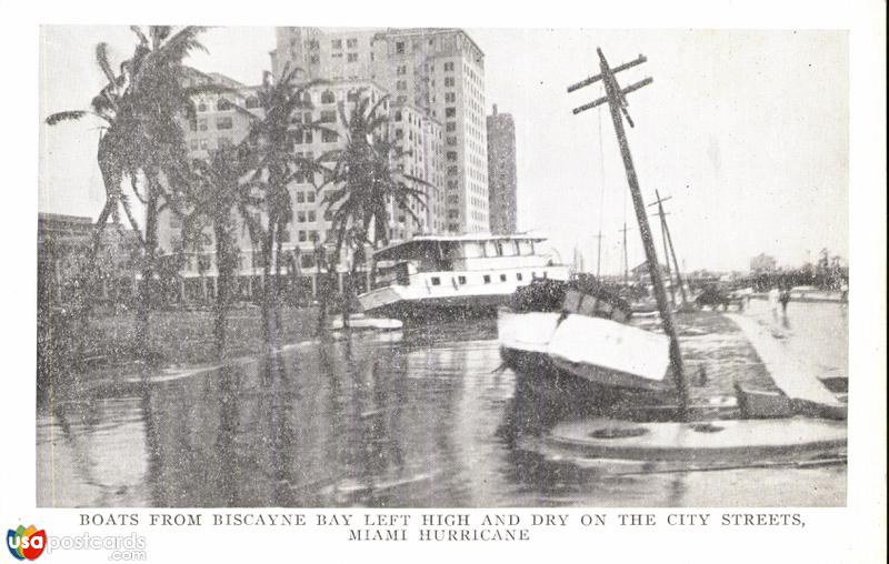 Pictures of Miami, Florida: Boats from Biscayne Bay Left High and Dry on the City, Street