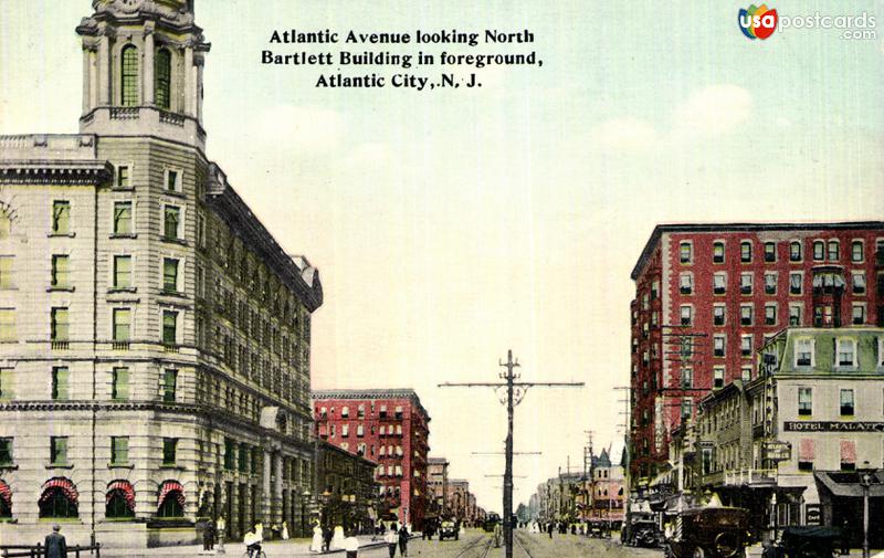 Pictures of Atlantic City, New Jersey: Atlantic Avenue looking North. Bartlett Builing in foreground