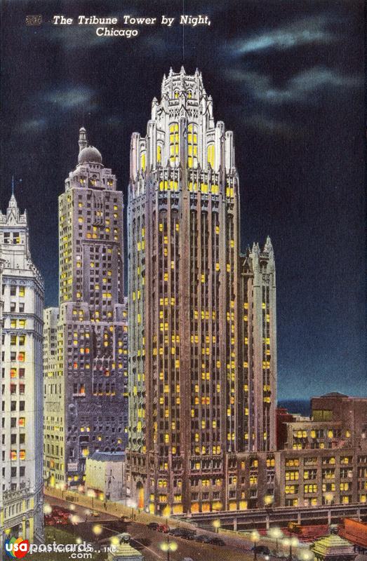 Pictures of Chicago, Illinois: The Tribune Tower by night
