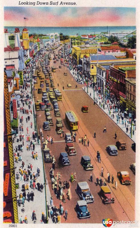 Pictures of Coney Island, New York: Looking down Surf Avenue