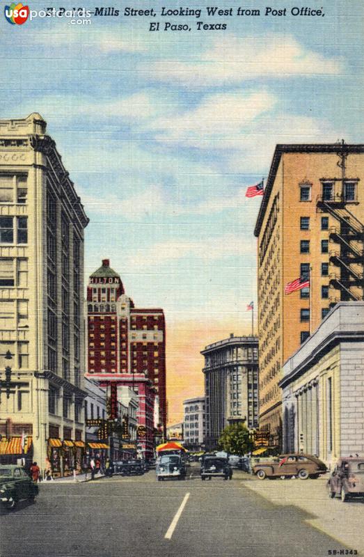 Pictures of El Paso, Texas: Mills Street, looking West from Post Office