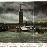 Ferry Building from the Bay. Damaged by Earthquake. April 18th. 1906