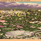 Air View Showing Los Angeles City and Coliseum