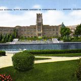 West High School with Sunken Garden in Foreground